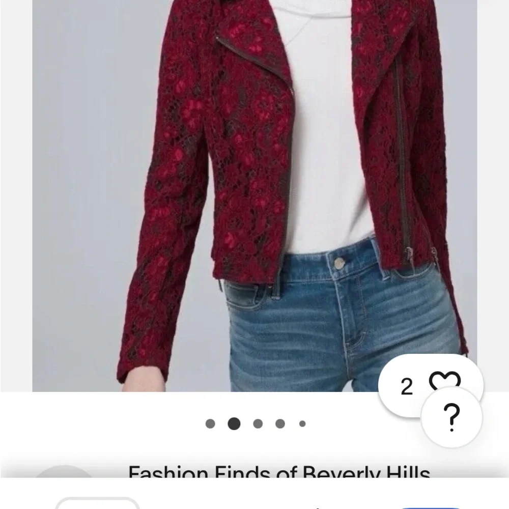Women's Red Lace Jacket - Picture 2 of 3
